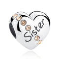   MirrorQuenn  Blue Crystal Family Charm – 925 Sterling Silver Siter-Mother-Dad-Daughter-Best Friend 