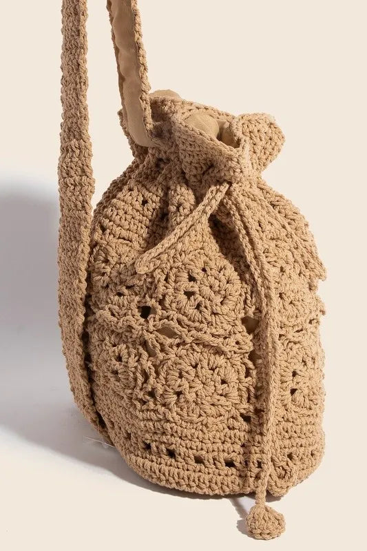 mirrorquenn Braided Single Strap Drawstring Bag in shop online women's fashion