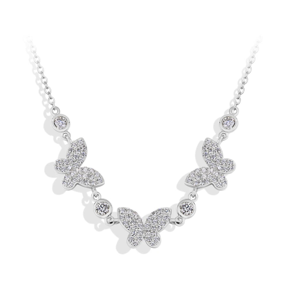   MirrorQuenn  Butterfly Moissanite Gold Necklace Yellow Gold / S925 Sterling Silver / 45CM-White Gold / S925 Sterling Silver / 45CM 