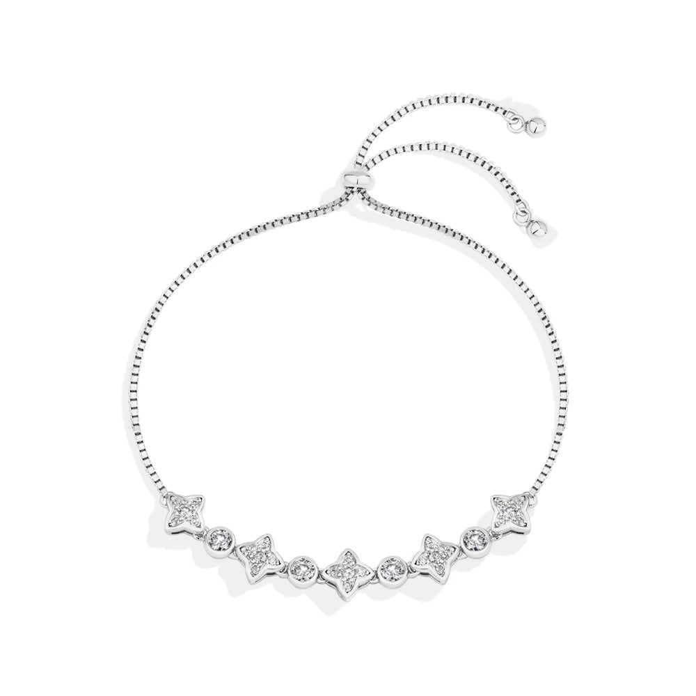   MirrorQuenn  Celestial Four-Pointed Star Moissanite Bracelet | Adjustable S925 Silver S925 Sterling Silver / White Gold / 24cm-S925 Sterling Silver / Yellow Gold / 24cm 