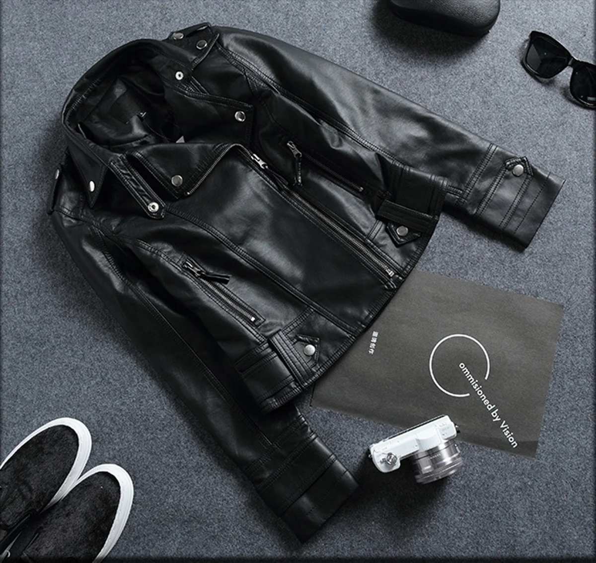 mirrorquenn Chic Leather Jacket in shop online women's fashion