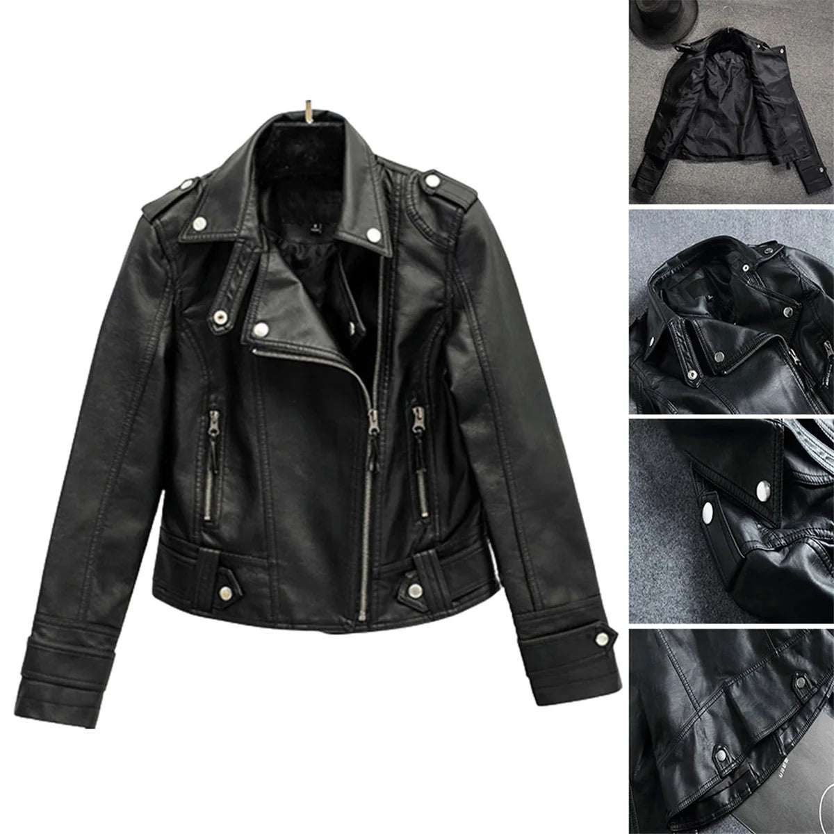mirrorquenn Chic Leather Jacket in shop online women's fashion