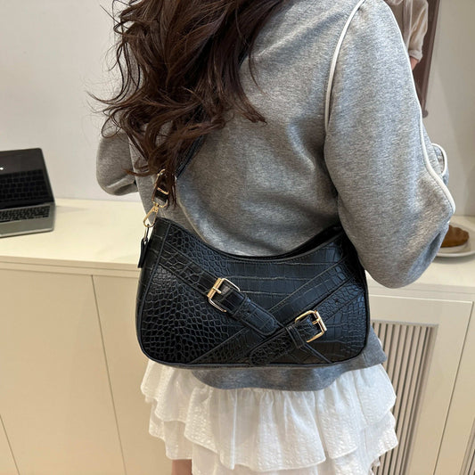 mirrorquenn Crocodile Pattern Underarm Shoulder Bag in shop online women's fashion