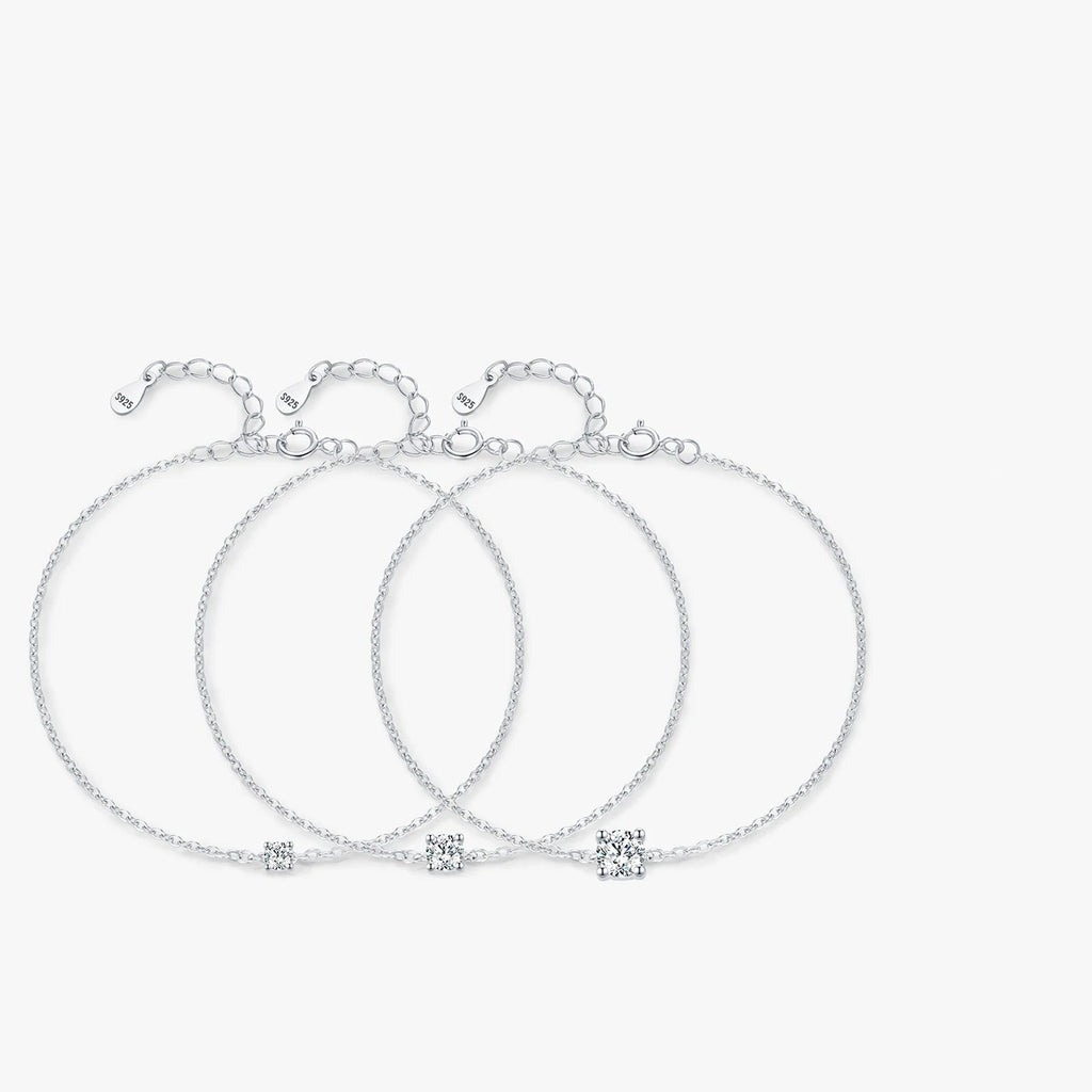   MirrorQuenn  D Color Moissanite Link Chain Bracelet Luxury Box 0.1CT-Luxury Box 0.3CT-Luxury Box 0.5CT-0.1 CT-0.3 CT 