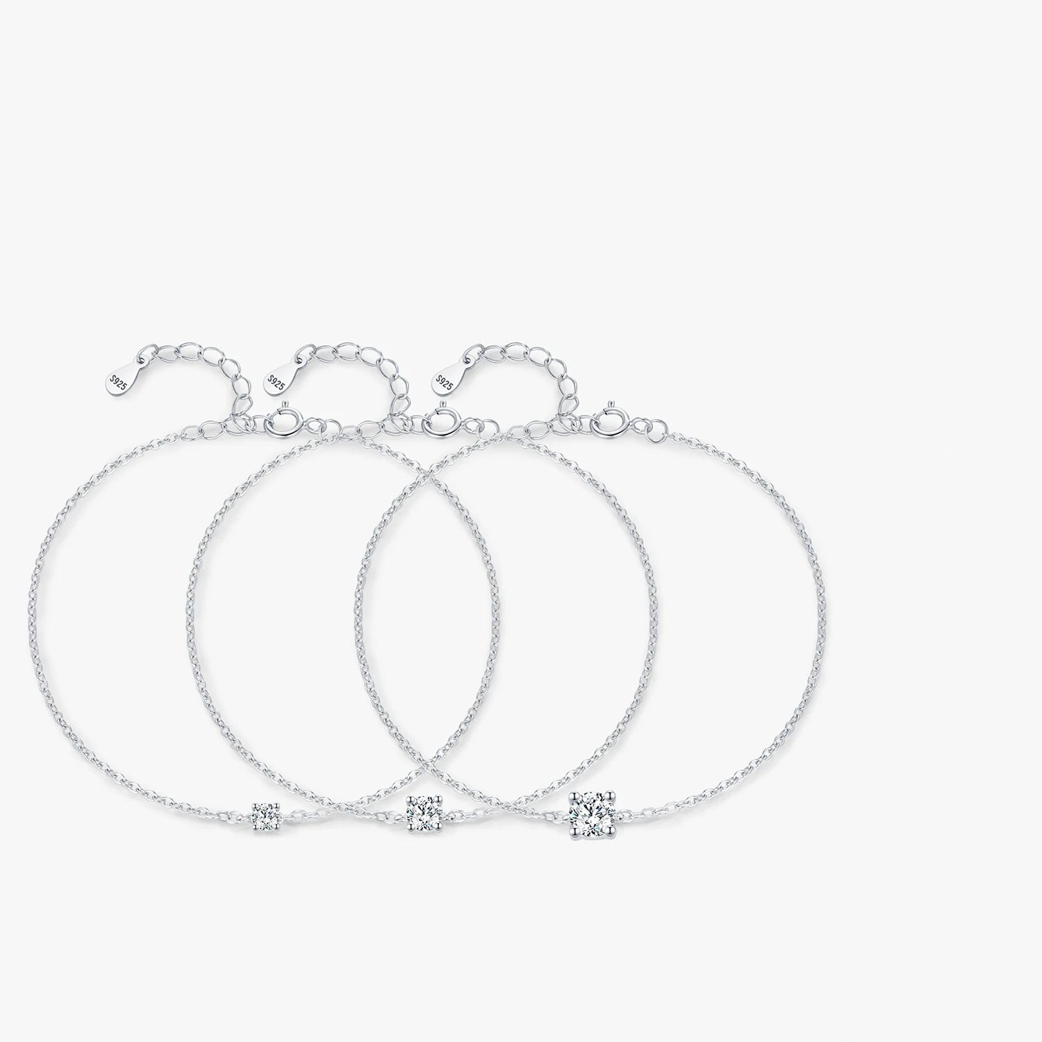   MirrorQuenn  D Color Moissanite Link Chain Bracelet Luxury Box 0.1CT-Luxury Box 0.3CT-Luxury Box 0.5CT-0.1 CT-0.3 CT 