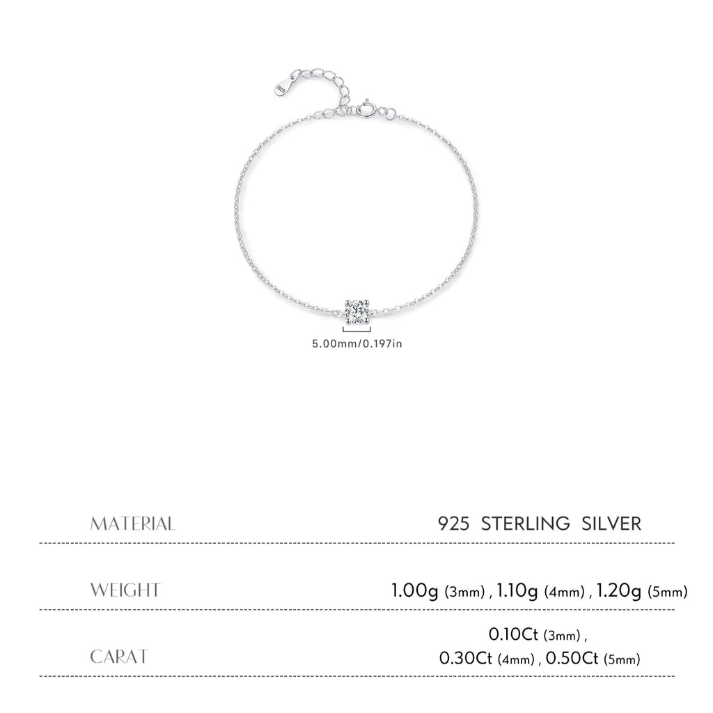   MirrorQuenn  D Color Moissanite Link Chain Bracelet Luxury Box 0.1CT-Luxury Box 0.3CT-Luxury Box 0.5CT-0.1 CT-0.3 CT 