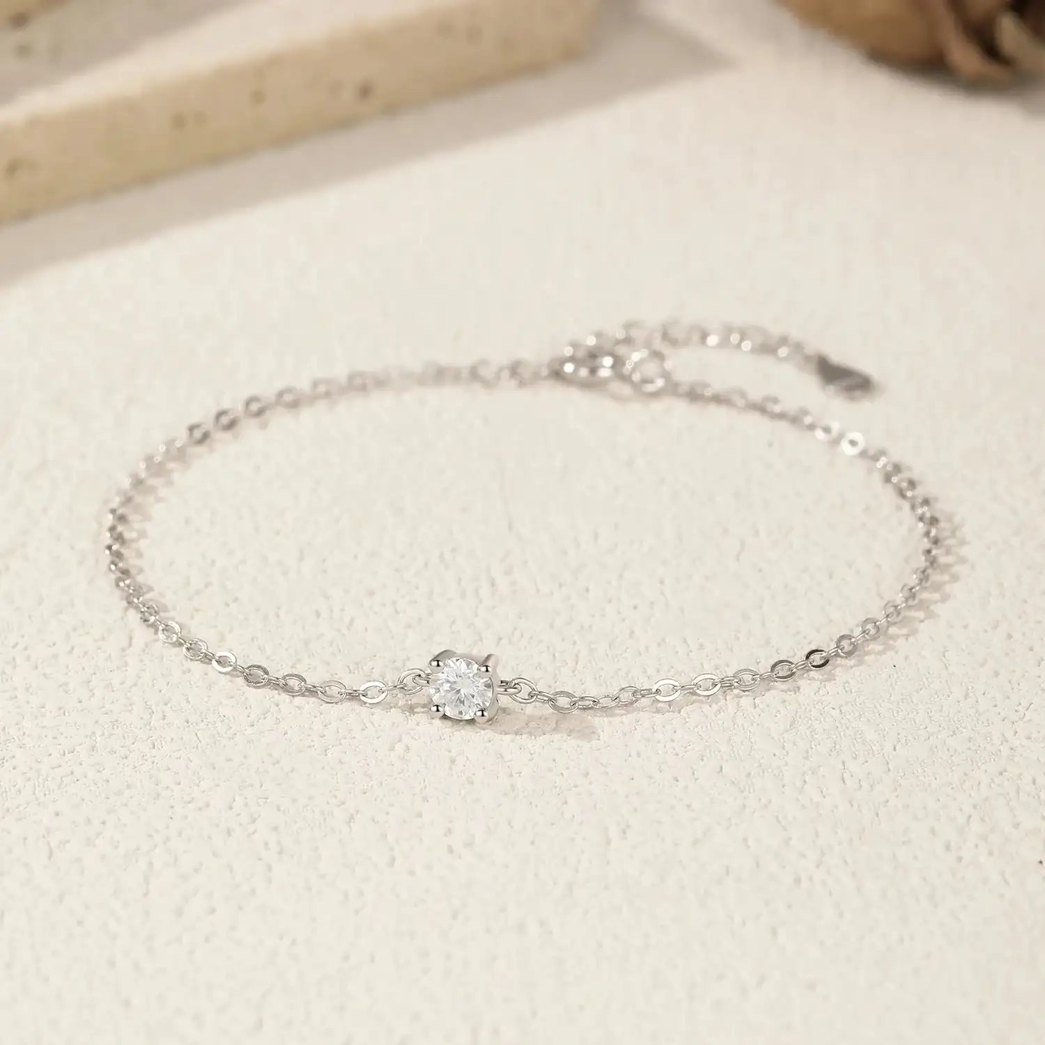   MirrorQuenn  D Color Moissanite Link Chain Bracelet Luxury Box 0.1CT-Luxury Box 0.3CT-Luxury Box 0.5CT-0.1 CT-0.3 CT 