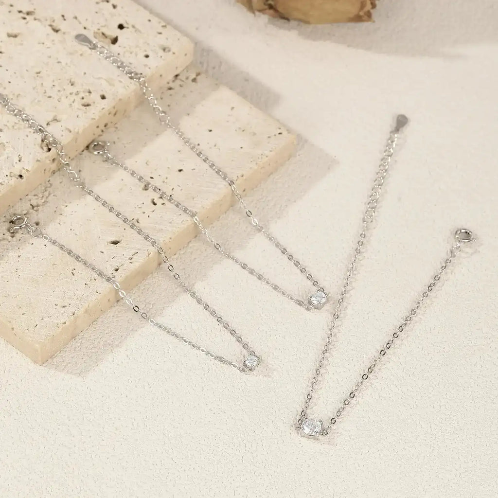   MirrorQuenn  D Color Moissanite Link Chain Bracelet Luxury Box 0.1CT-Luxury Box 0.3CT-Luxury Box 0.5CT-0.1 CT-0.3 CT 