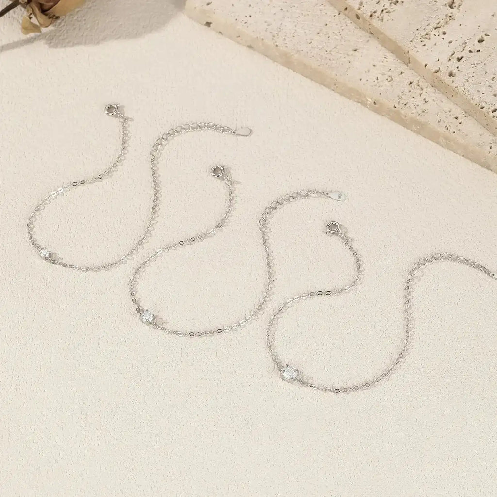   MirrorQuenn  D Color Moissanite Link Chain Bracelet Luxury Box 0.1CT-Luxury Box 0.3CT-Luxury Box 0.5CT-0.1 CT-0.3 CT 