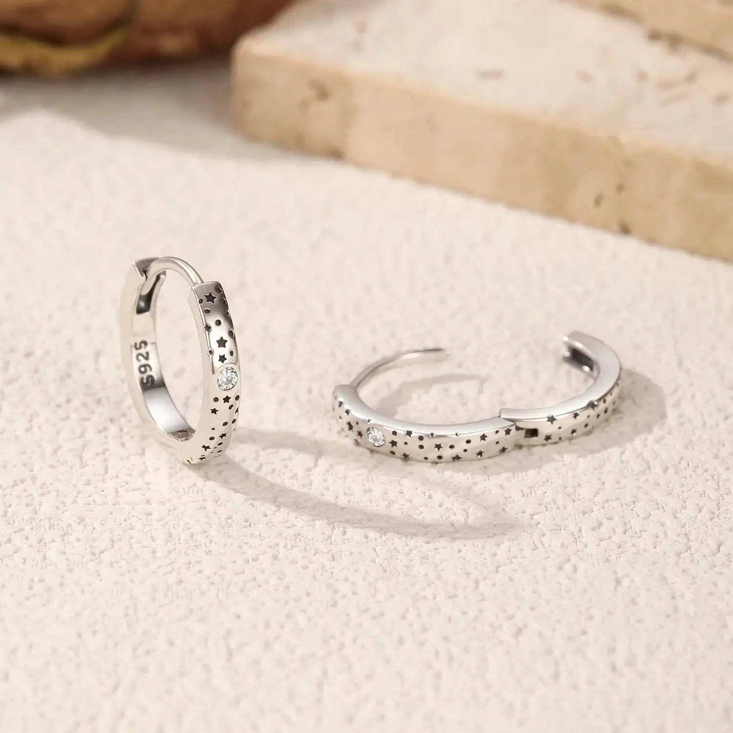   MirrorQuenn  D Color Moissanite Star Hoop Earrings Luxury Packaging-MSE0123 