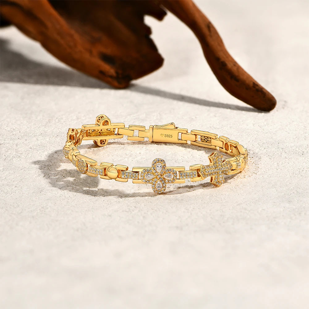   MirrorQuenn  D Color VVS1 Moissanite Luxury Link Bracelet in 18K Gold S925 Sterling Silver / White Gold / 17.5cm-S925 Sterling Silver / White Gold / 17cm-S925 Sterling Silver / White Gold / 16cm-S925 Sterling Silver / White Gold / 16.5cm-S925 Sterling Silver / White Gold / 15cm 