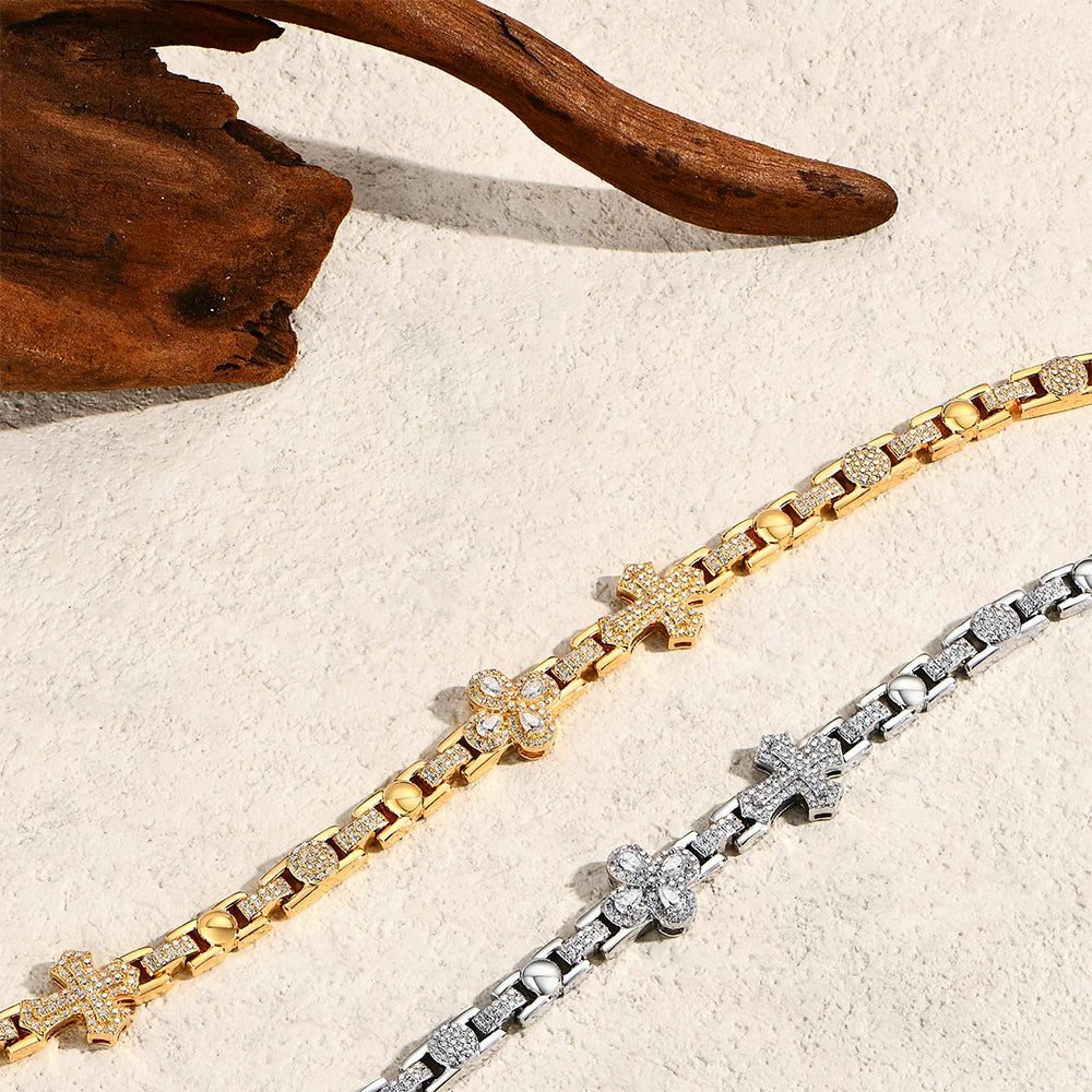   MirrorQuenn  D Color VVS1 Moissanite Luxury Link Bracelet in 18K Gold S925 Sterling Silver / White Gold / 17.5cm-S925 Sterling Silver / White Gold / 17cm-S925 Sterling Silver / White Gold / 16cm-S925 Sterling Silver / White Gold / 16.5cm-S925 Sterling Silver / White Gold / 15cm 
