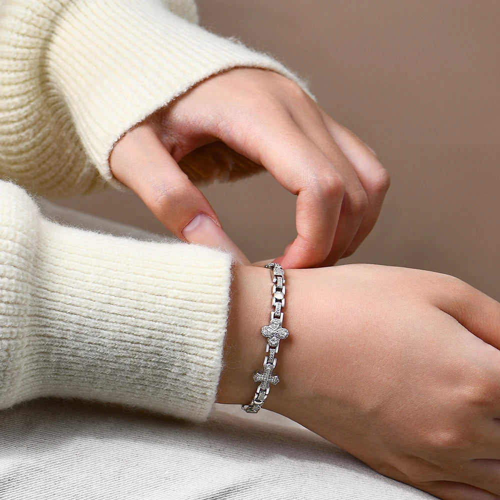   MirrorQuenn  D Color VVS1 Moissanite Luxury Link Bracelet in 18K Gold S925 Sterling Silver / White Gold / 17.5cm-S925 Sterling Silver / White Gold / 17cm-S925 Sterling Silver / White Gold / 16cm-S925 Sterling Silver / White Gold / 16.5cm-S925 Sterling Silver / White Gold / 15cm 
