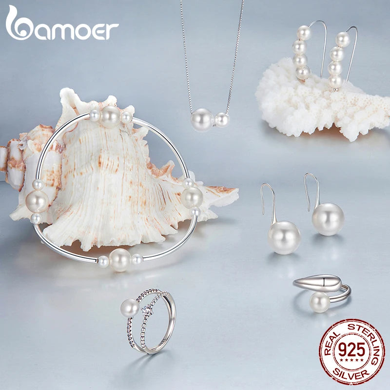 mirrorquenn Dainty 925 Silver Pearl Pendant Necklace in shop online women's fashion