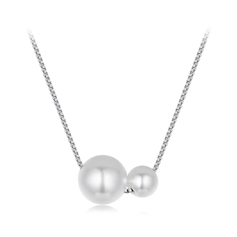mirrorquenn Dainty 925 Silver Pearl Pendant Necklace in shop online women's fashion
