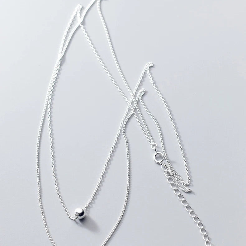   MirrorQuenn  Double Layer Silver Coin Necklace Silver 