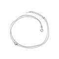   MirrorQuenn  Double Layer Sterling Silver Zircon Anklet Silver Color-Rose Gold Color 