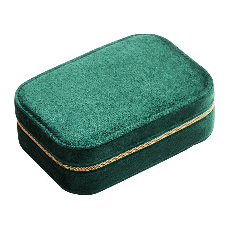   MirrorQuenn  Double-Layer Velvet Jewelry Box & Portable Travel Case Pink-green-Blue-GRAY 