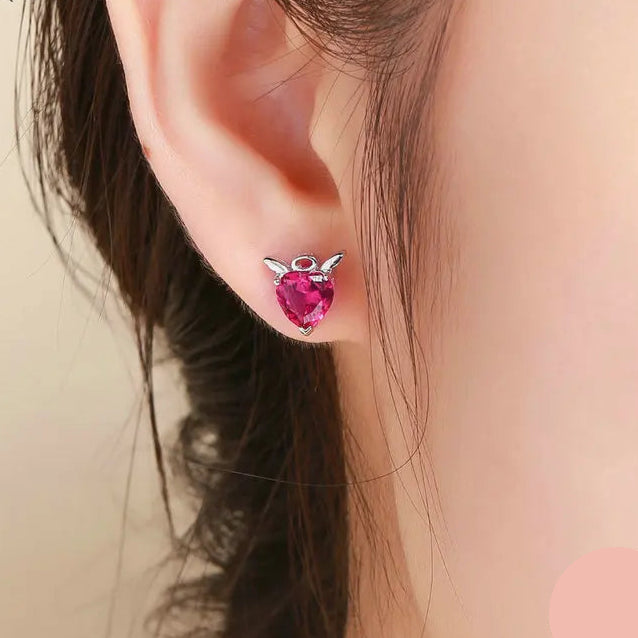   MirrorQuenn  Evil & Angel Heart Jewelry Set necklace + earrings 