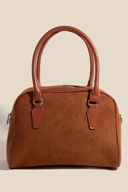 mirrorquenn Faux Leather Handle Boxy Handbag in shop online women's fashion