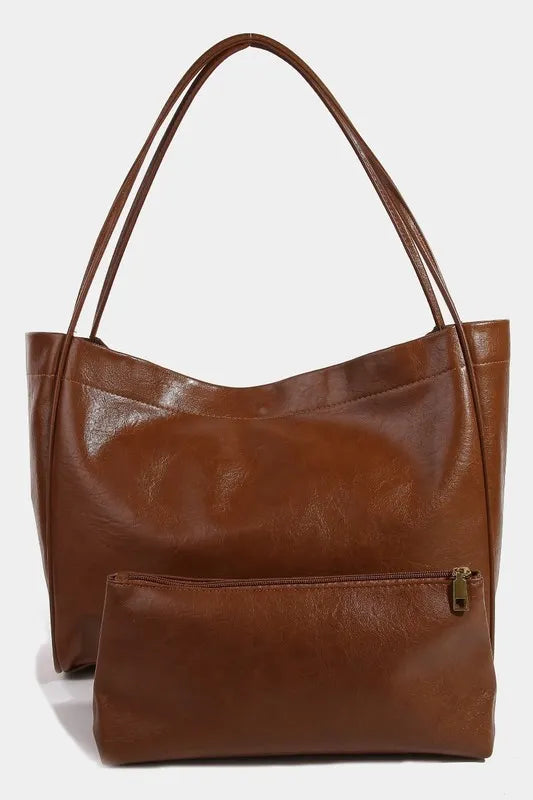 mirrorquenn Faux Leather Tote Bag in shop online women's fashion
