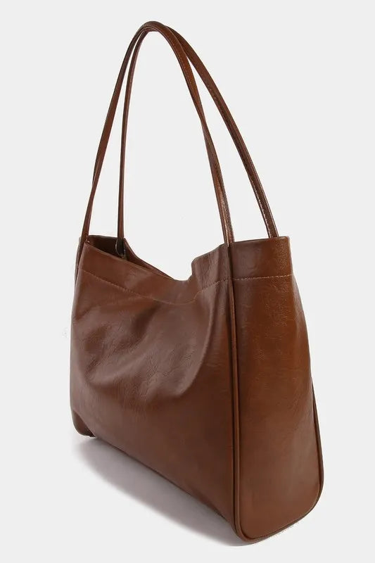 mirrorquenn Faux Leather Tote Bag in shop online women's fashion