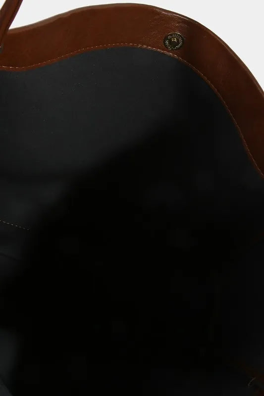 mirrorquenn Faux Leather Tote Bag in shop online women's fashion