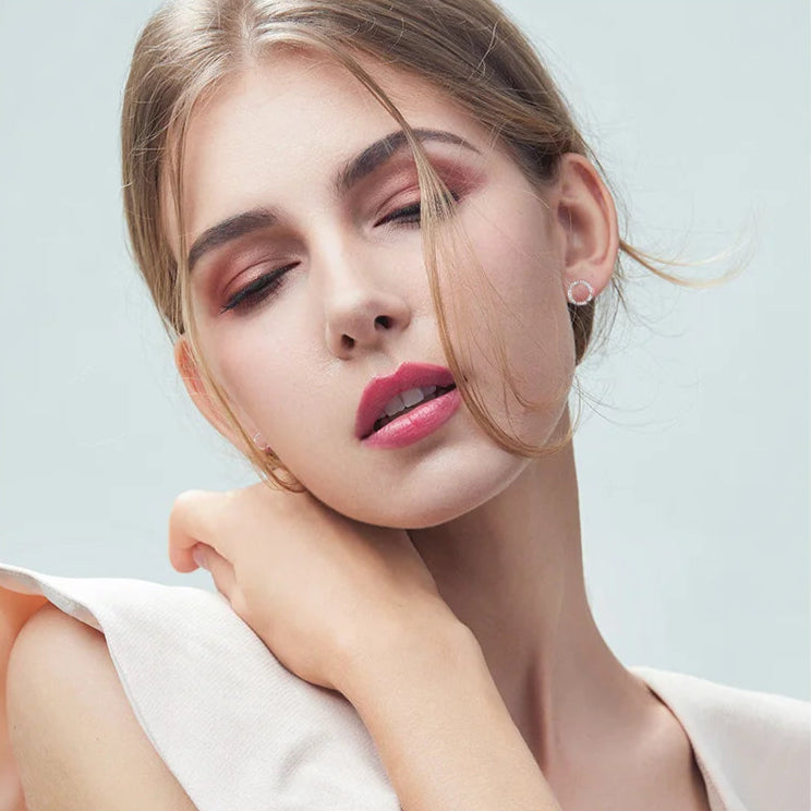   MirrorQuenn  Forever CZ Circle Stud Earrings in Silver PAS437-PAS484 