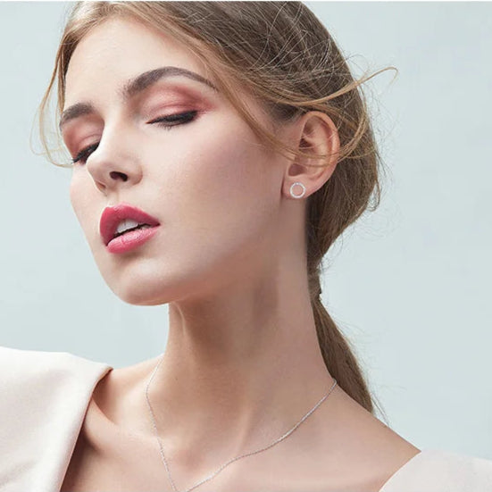   MirrorQuenn  Forever CZ Circle Stud Earrings in Silver PAS437-PAS484 