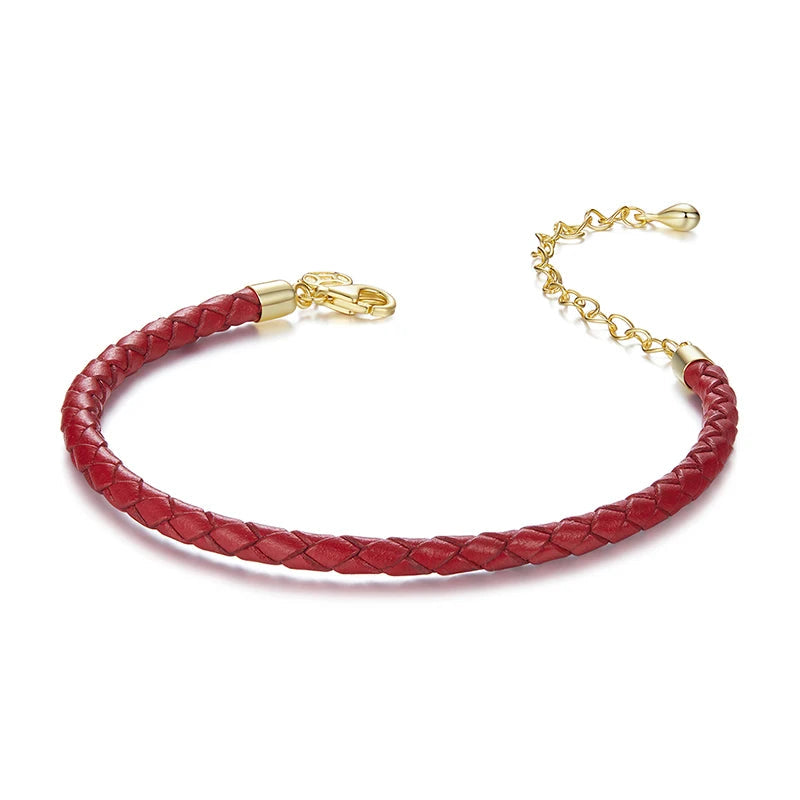   MirrorQuenn  Fortune Red Rope Bracelet with Sterling Silver SCB294 