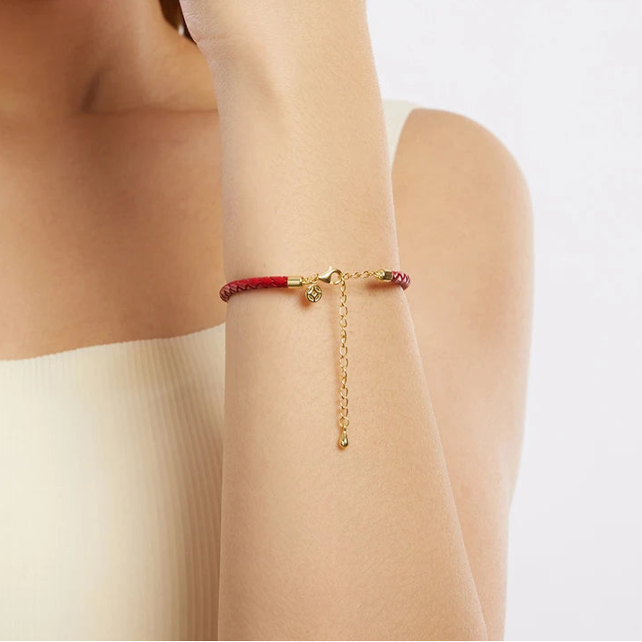   MirrorQuenn  Fortune Red Rope Bracelet with Sterling Silver SCB294 
