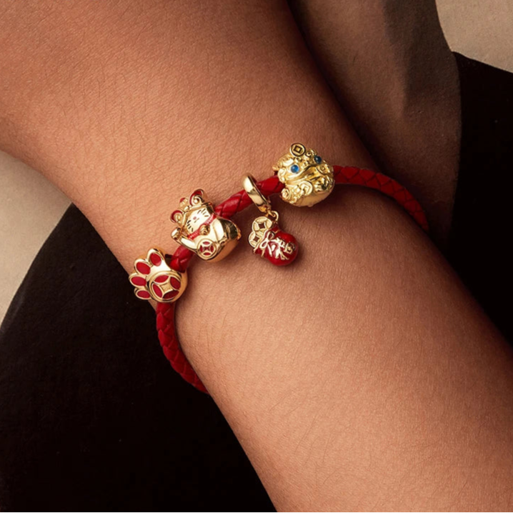   MirrorQuenn  Fortune Red Rope Bracelet with Sterling Silver SCB294 