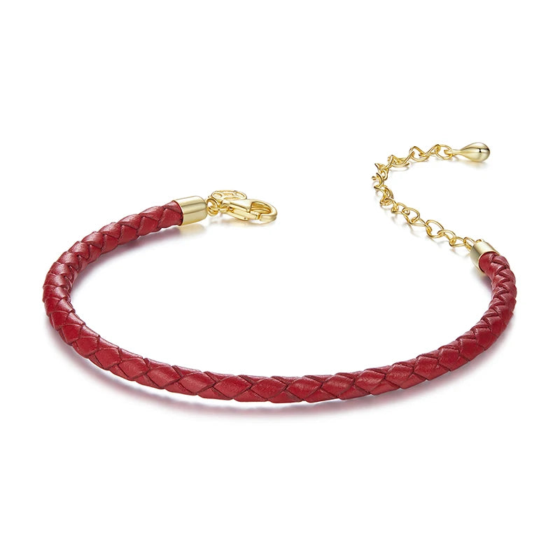   MirrorQuenn  Fortune Red Rope Bracelet with Sterling Silver SCB294 