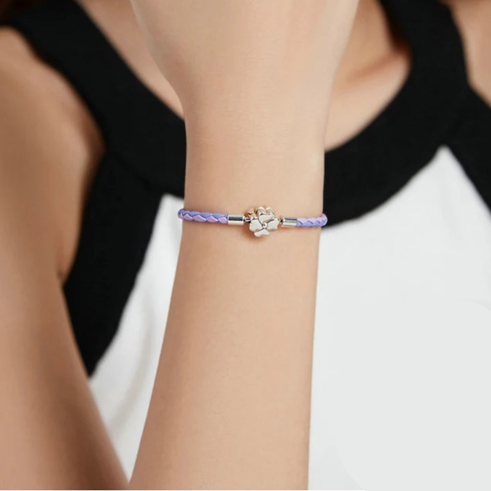   MirrorQuenn  Four-Leaf Clover Lucky Leather Bracelet Purple / 17cm-Purple / 19cm-Blue / 17cm-Blue / 19cm-Red / 17cm 