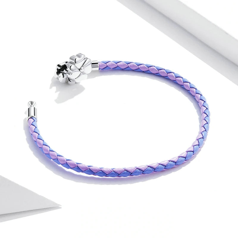   MirrorQuenn  Four-Leaf Clover Lucky Leather Bracelet Purple / 17cm-Purple / 19cm-Blue / 17cm-Blue / 19cm-Red / 17cm 