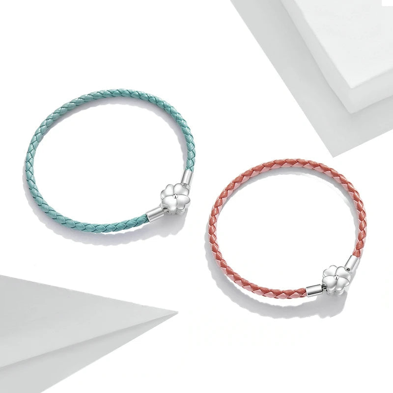   MirrorQuenn  Four-Leaf Clover Lucky Leather Bracelet Purple / 17cm-Purple / 19cm-Blue / 17cm-Blue / 19cm-Red / 17cm 