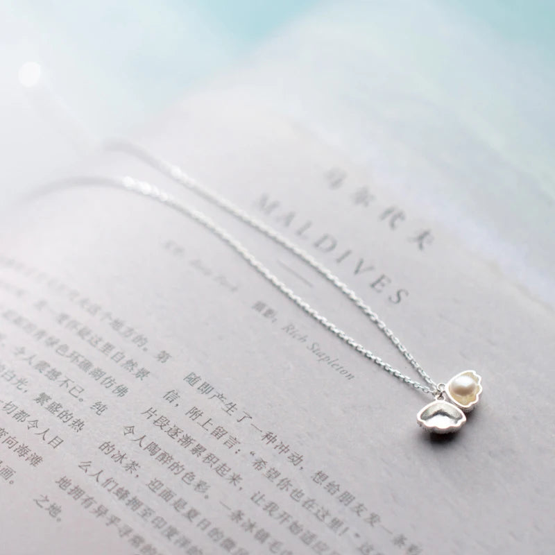   MirrorQuenn  Freshwater Pearl Silver Necklace Silver Color 