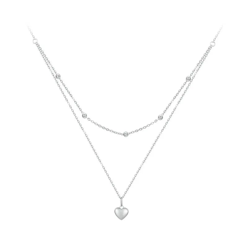 mirrorquenn Gold Double Layer Heart Necklace Sterling Silver in shop online women's fashion