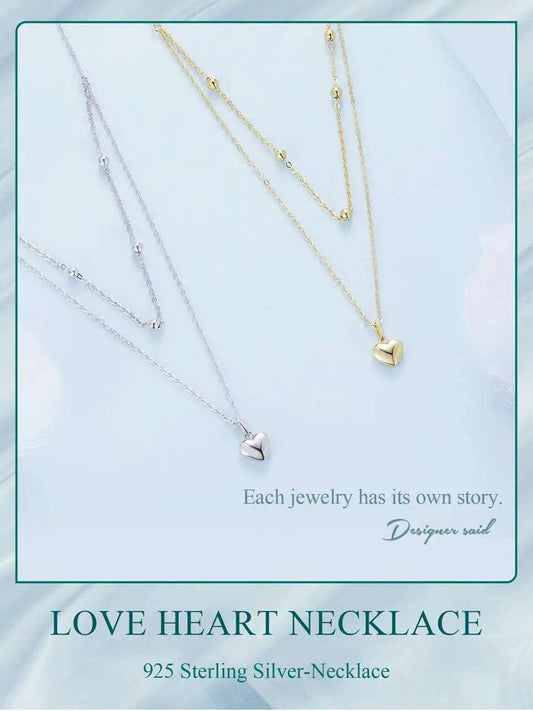 mirrorquenn Gold Double Layer Heart Necklace Sterling Silver in shop online women's fashion