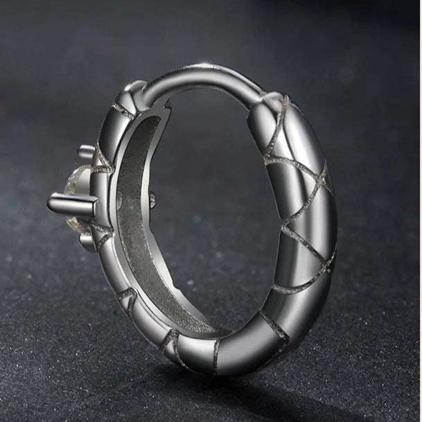 mirrorquenn Gold Moissanite Pattern Hoop Earrings Silver in shop online women's fashion