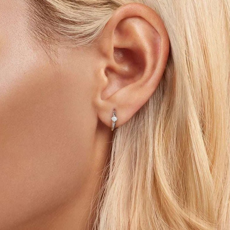 mirrorquenn Gold Moissanite Pattern Hoop Earrings Silver in shop online women's fashion