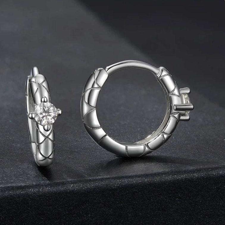 mirrorquenn Gold Moissanite Pattern Hoop Earrings Silver in shop online women's fashion