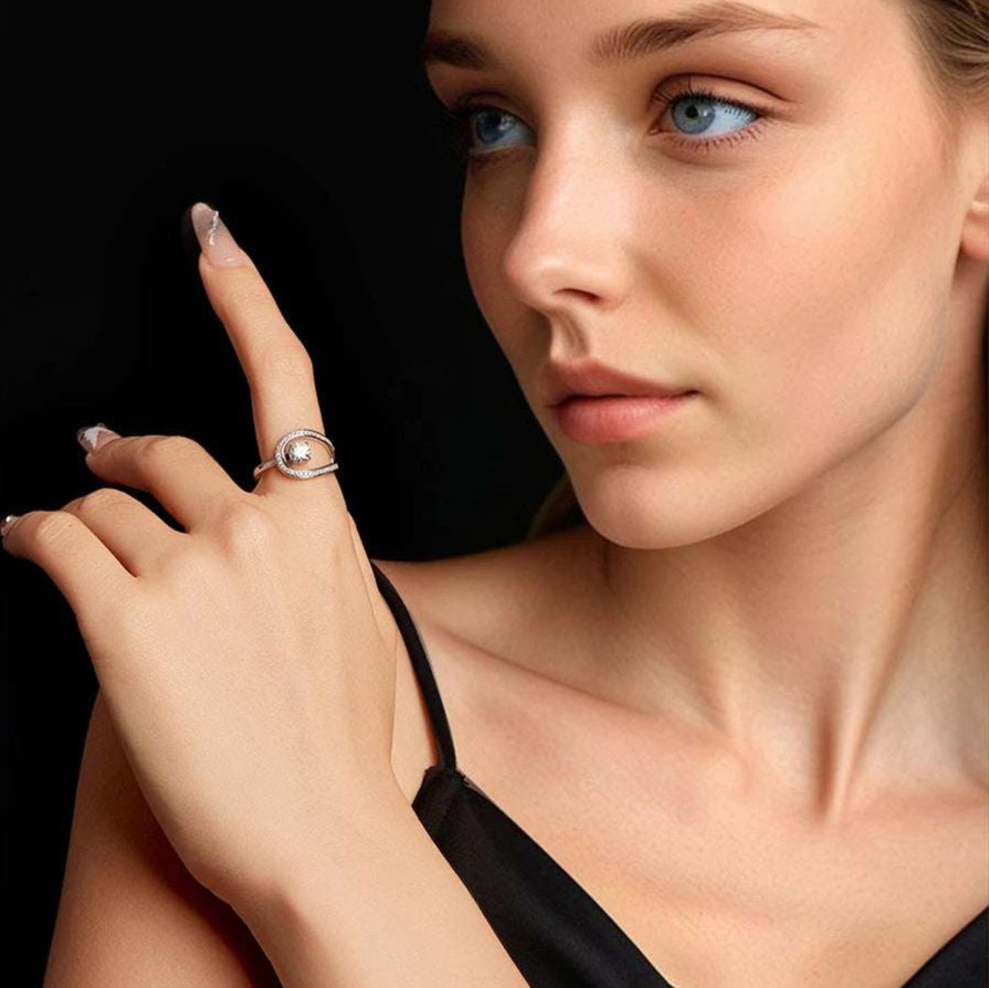   MirrorQuenn  Gold Plated Moissanite Circle Wedding Band MSR078 / 6-MSR078 / 7-MSR078 / 8-MSR078 / 9 