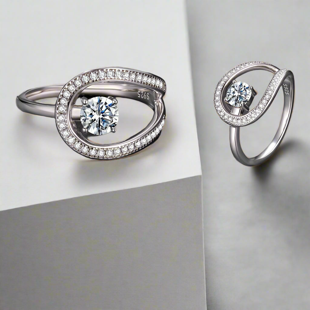   MirrorQuenn  Gold Plated Moissanite Circle Wedding Band MSR078 / 6-MSR078 / 7-MSR078 / 8-MSR078 / 9 