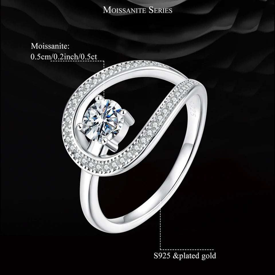   MirrorQuenn  Gold Plated Moissanite Circle Wedding Band MSR078 / 6-MSR078 / 7-MSR078 / 8-MSR078 / 9 