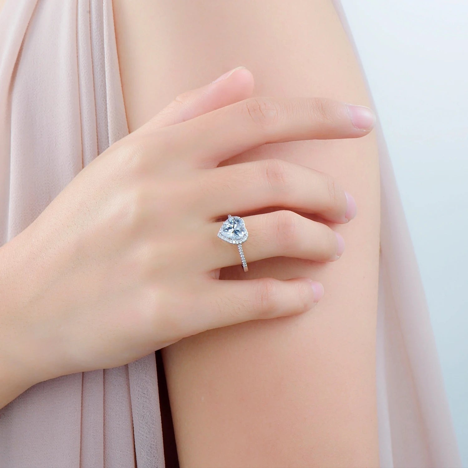   MirrorQuenn  Heart Zircon Bridal Ring & Necklace Set 5 / 40cm-5 / 45cm-6 / 40cm-6 / 45cm-7 / 40cm 