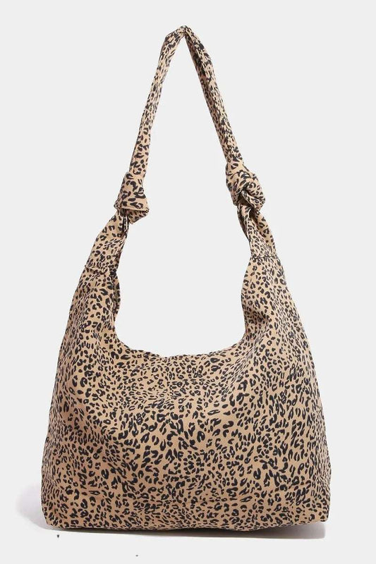 mirrorquenn Leopard Knotted Strap Shoulder Bag in shop online women's fashion