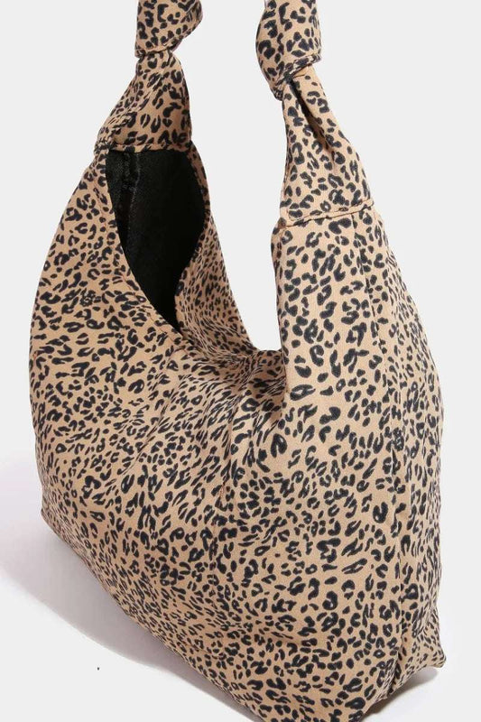 mirrorquenn Leopard Knotted Strap Shoulder Bag in shop online women's fashion