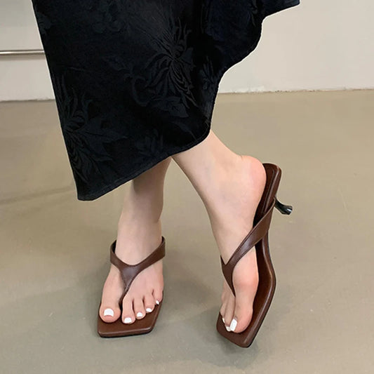mirrorquenn Low Heel Open Toe Mules in shop online women's fashion