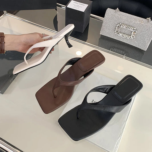 mirrorquenn Low Heel Open Toe Mules in shop online women's fashion